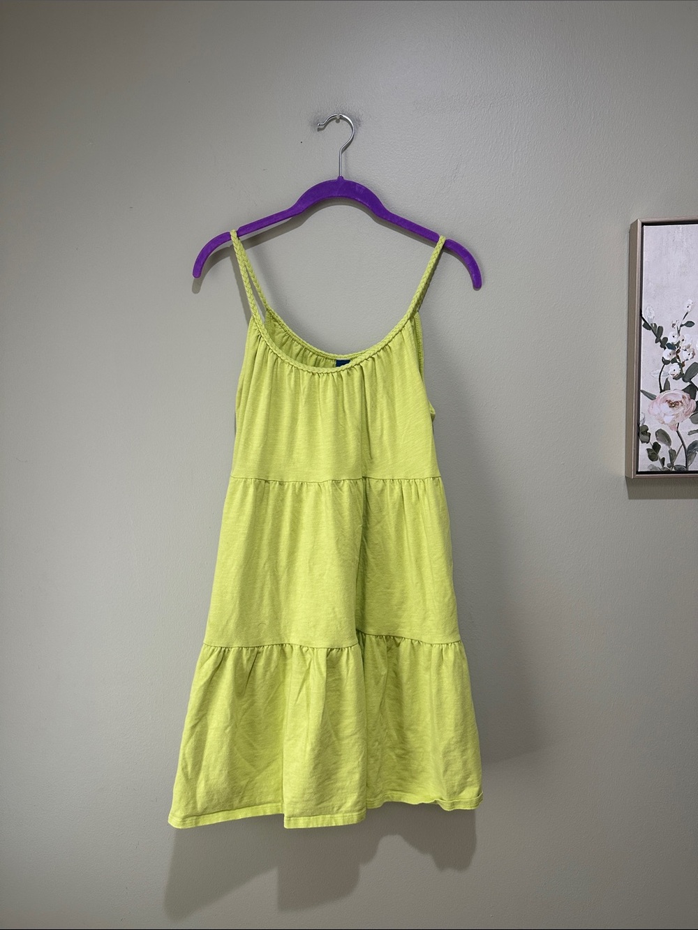 🌹Old Navy Lime Green Tiered Spaghetti Strap Dress